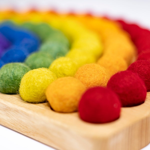 Extra set von 94 Stück Wollfilz Pom-Poms für das Montessori Rainbow Spielzeug