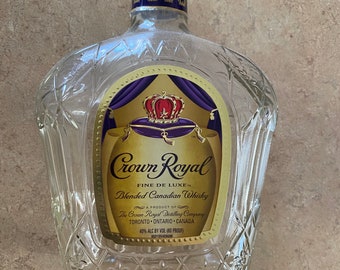 Clean Crown Royal Whiskey Bottles with Lids. 1L Set of 3 - Empty
