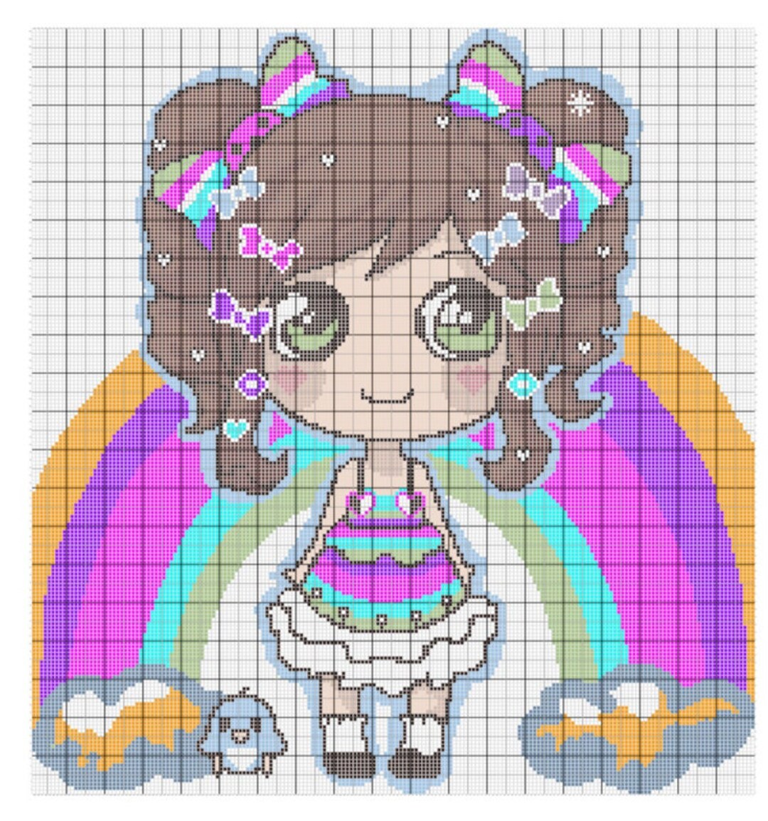 Crochet GRAPHGAN - Rainbow Girl Pattern With Written and Colour Block ...
