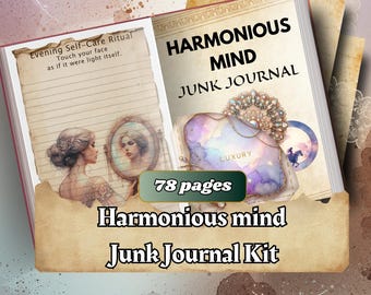 Junk journal kit for a harmonious mind, peaceful life scrapbook printable