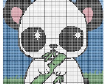 Panda Crochet Graphgan Pattern: C2C, Cross Stitch (PDF Pattern)