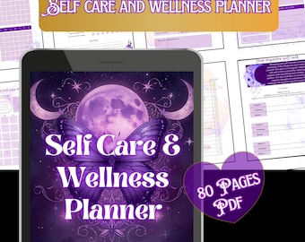 Digital Self Care Planner for Mental Health and Self Love, Printable Wellness Journal, Anxiety Gratitude Planner,
