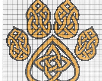 Paw Print GRAPHGAN for crochet with written and block instructions.