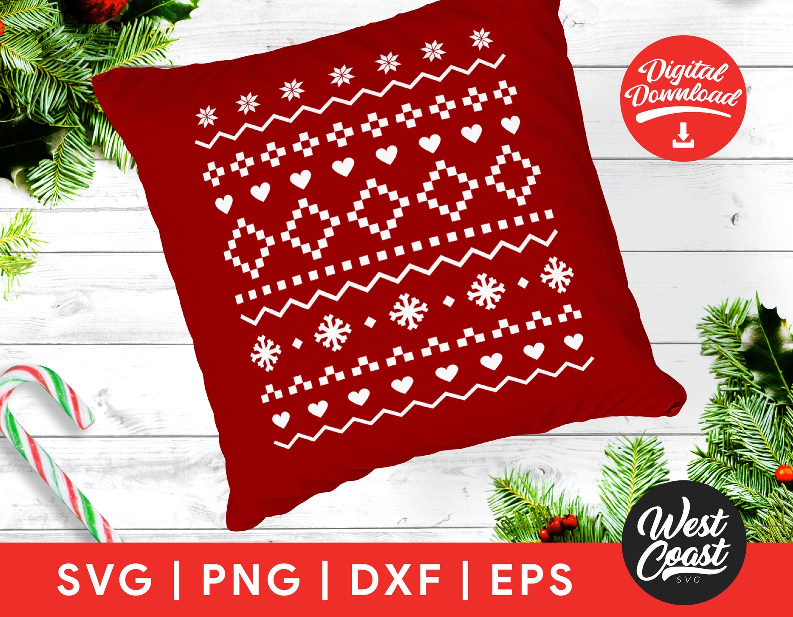 Christmas Pattern SVG DXF EPS Png Cut Files for Cutting | Etsy