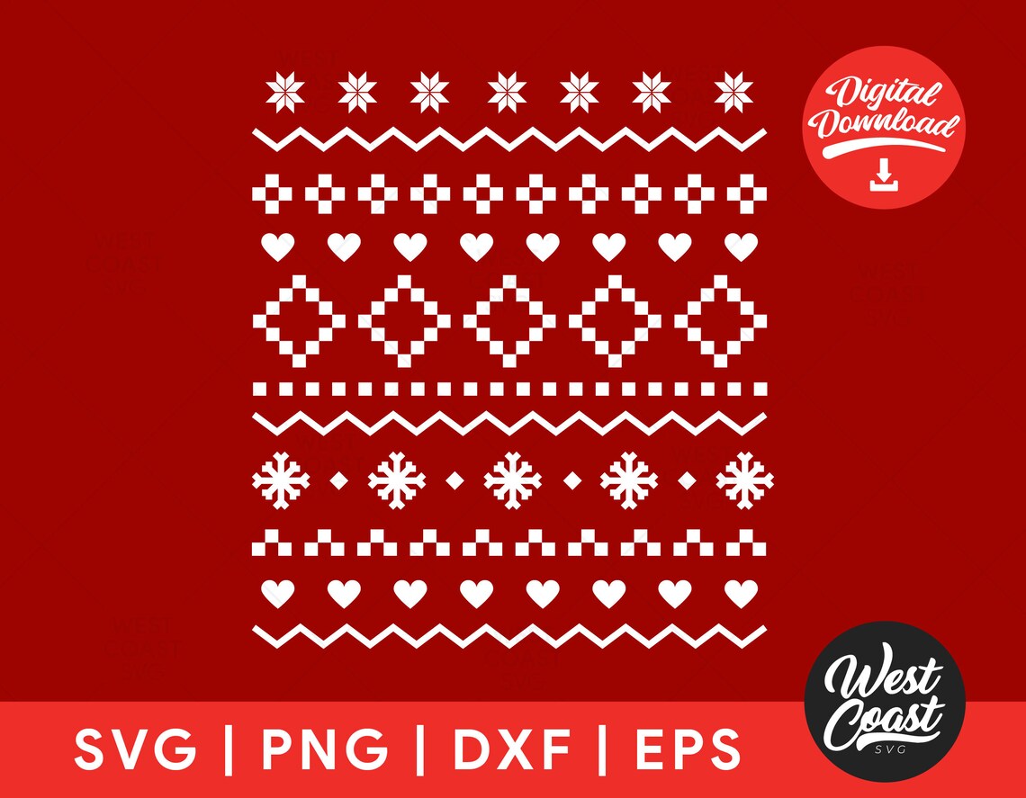 Christmas Pattern SVG DXF EPS Png Cut Files for Cutting  Etsy