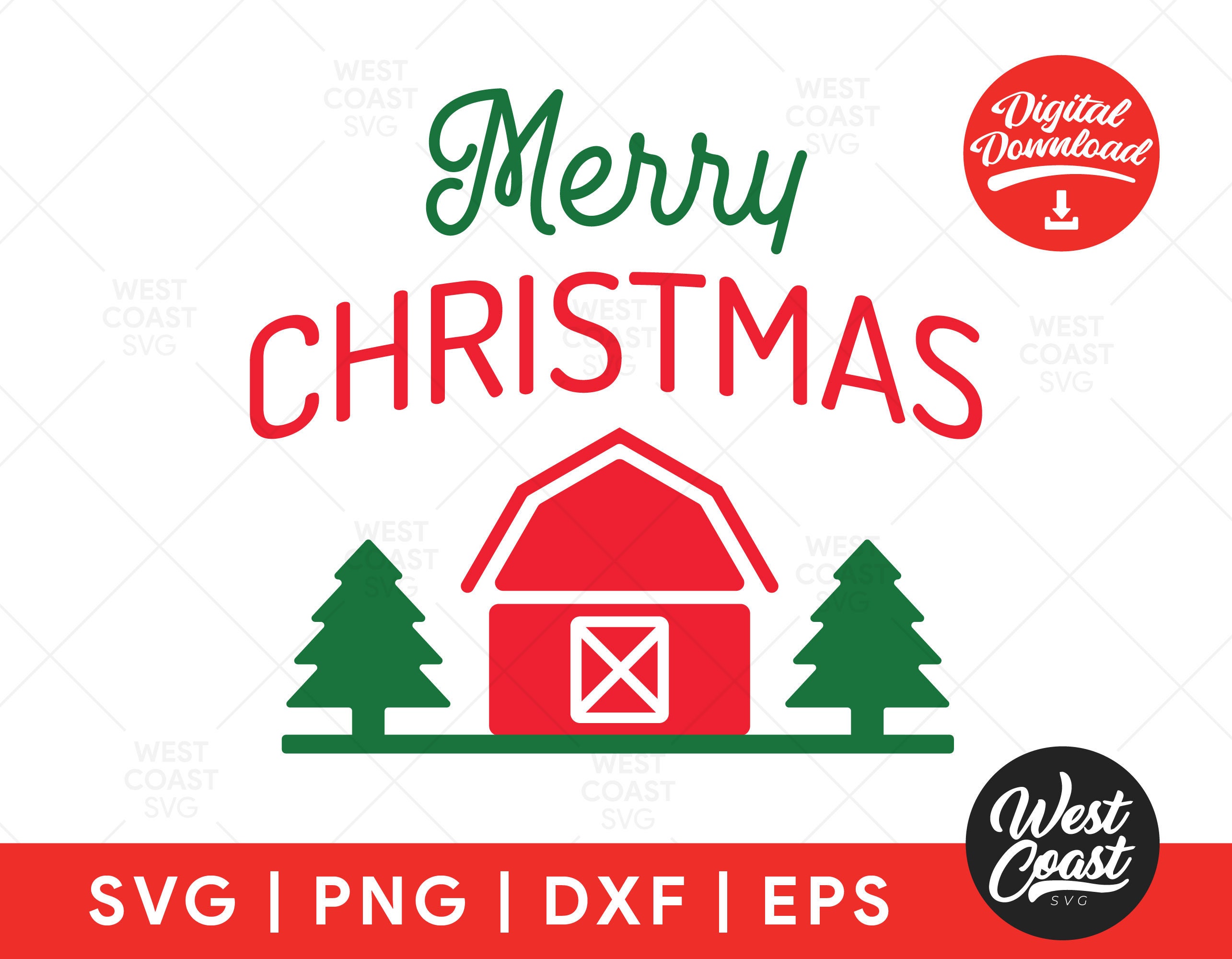 Merry Christmas Barn SVG DXF EPS Png Cut Files for Cutting | Etsy