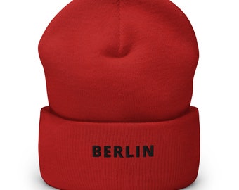 Cuffed Beanie -BERLIN blk txt