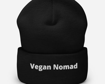 Cuffed Beanie - Vegan Nomad white text