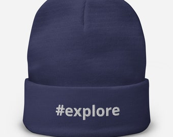 Embroidered Beanie - #explore