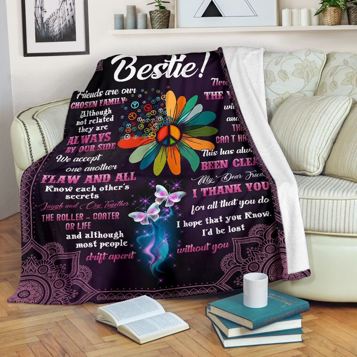 My Bestie Blanket Custom Blaket Solid Printing Lightweight Etsy