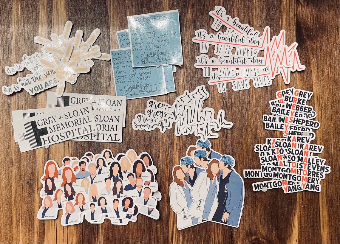 Grey's Anatomy Sticker Set Grey's Anatomy Themed - Etsy