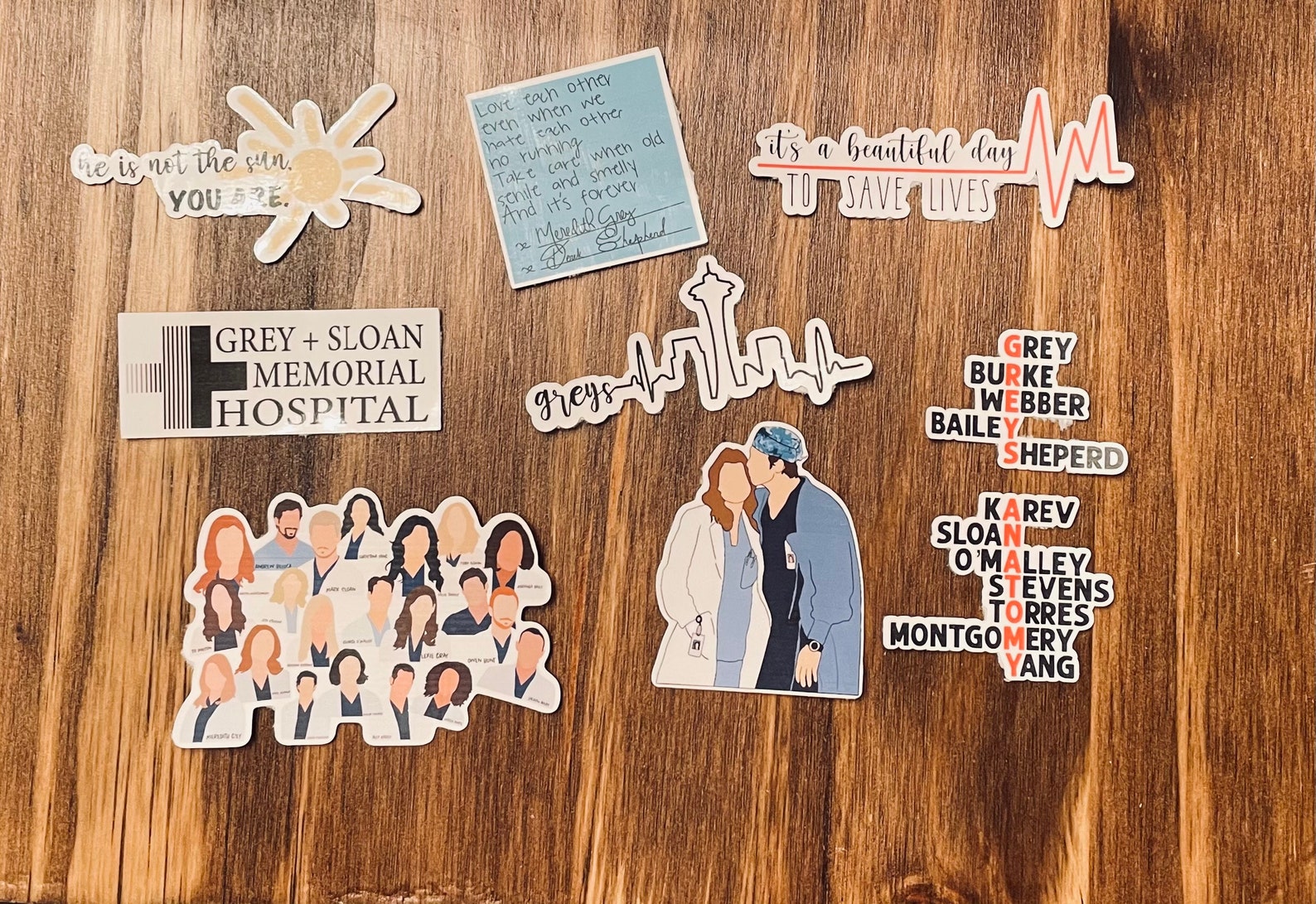 Grey's Anatomy Sticker Set Grey's Anatomy Themed - Etsy