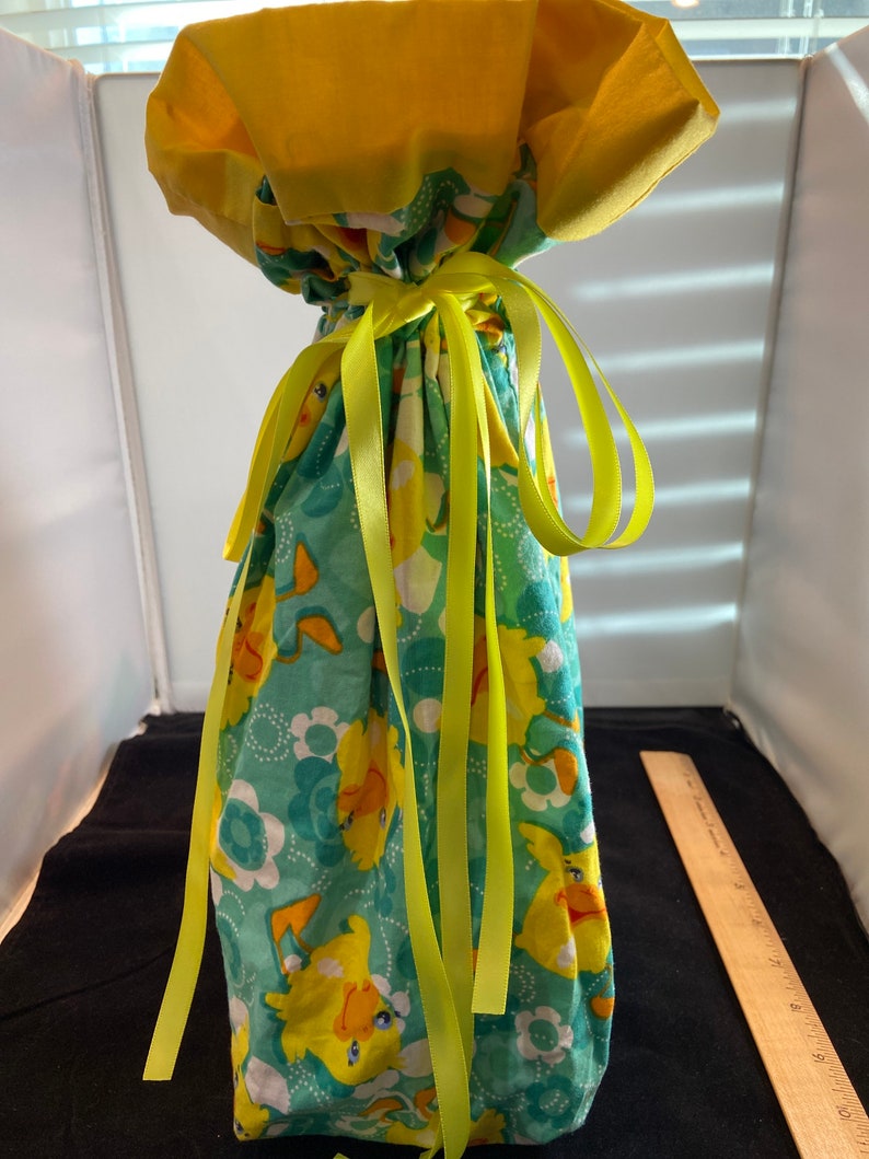 Ducky Fabric Lined Reusable Washable Fabric Gift Bag