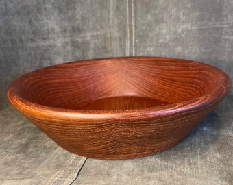 Vintage TEAK salad or serving bowl. Butterflied and Lathe Turned. 10 inch Minimalist Danish Modern Modern Kitchen