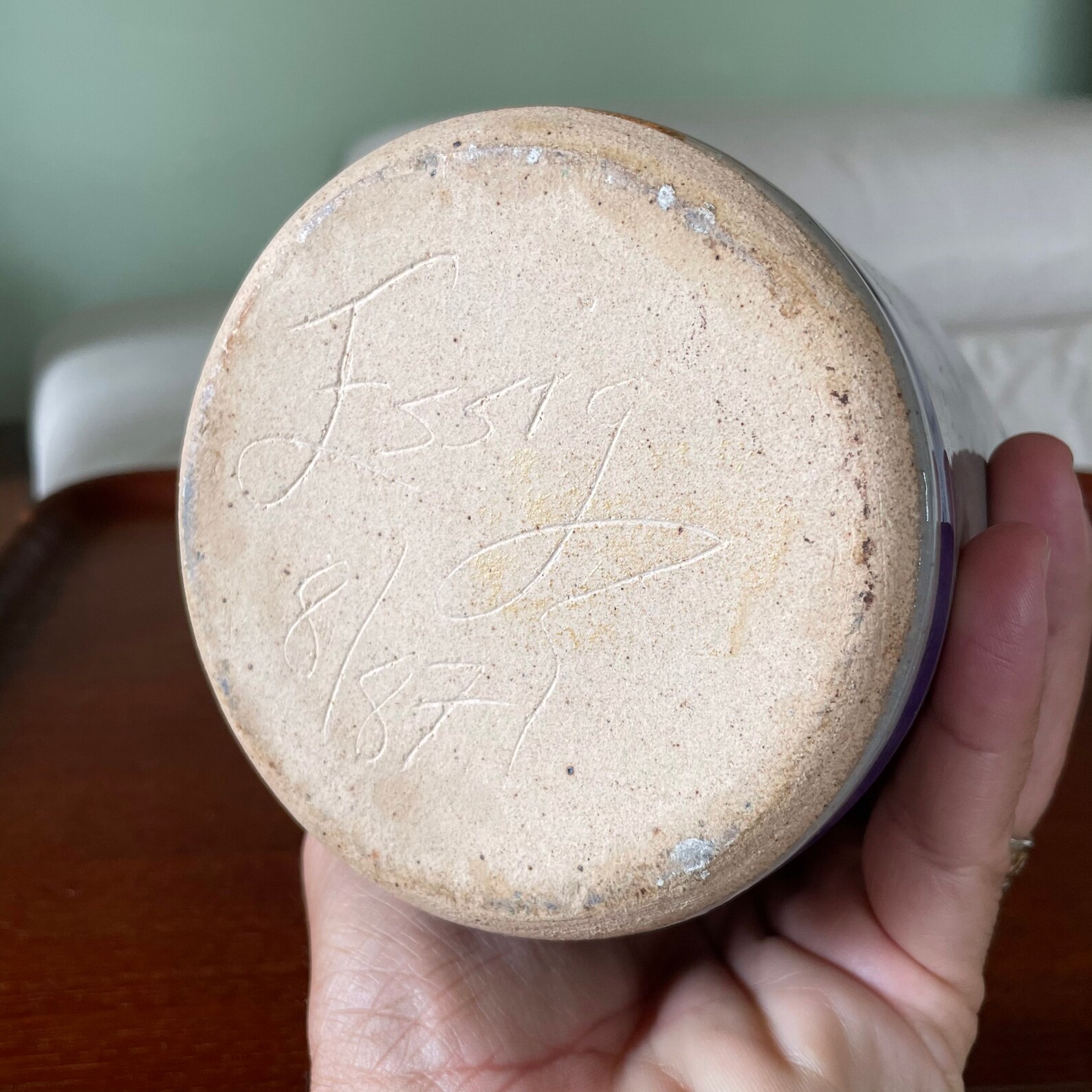 Vintage Grandville Hollow Studio Pottery Blue and Grey Etsy