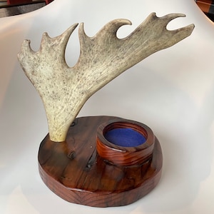 Moose antler Key Rack or Jewelry Rack, folk art, hunting lodge, log cabin, Western, primitive, Decor