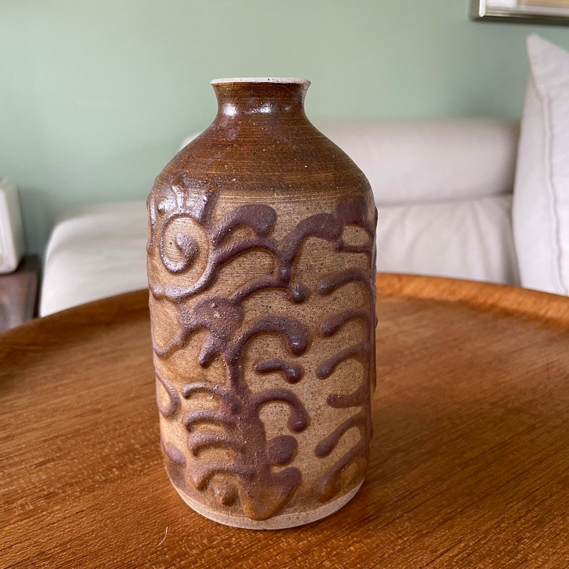 C1960s Larry Parker Abstract Art Pottery Vase /Weed Pot