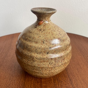 Vintage Studio Pottery -Stoneware Bud Vase or Oil Diffuser by Roger Butler of Feather River Potters, earth tone glazes