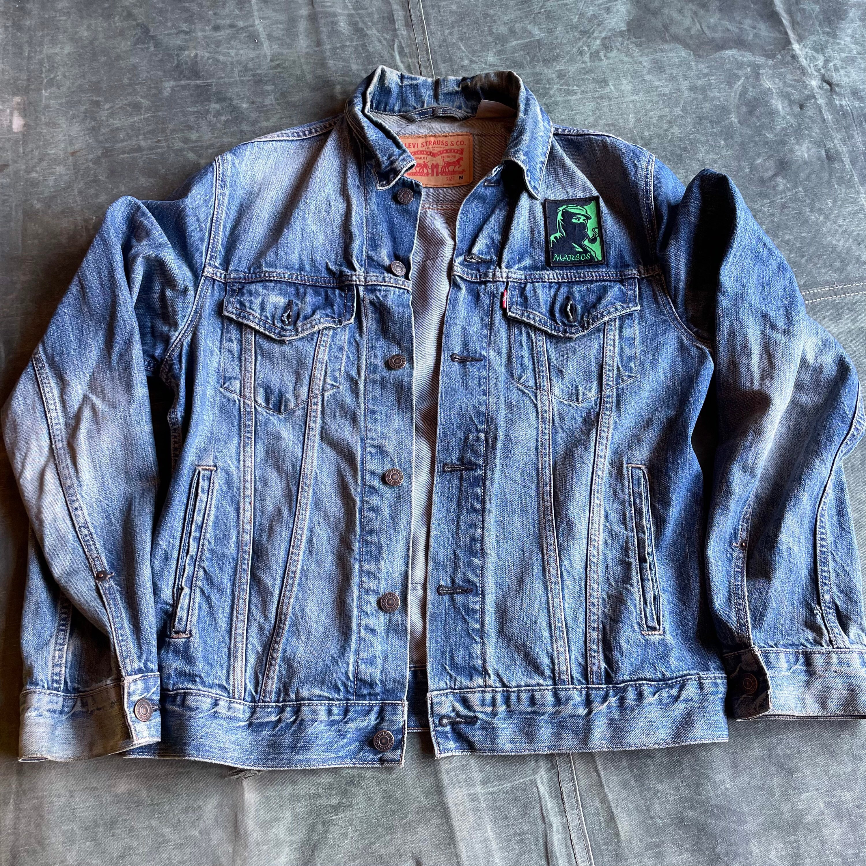 Badass Levis Denim Jacket Mexican Rock Band and Icons Mens 
