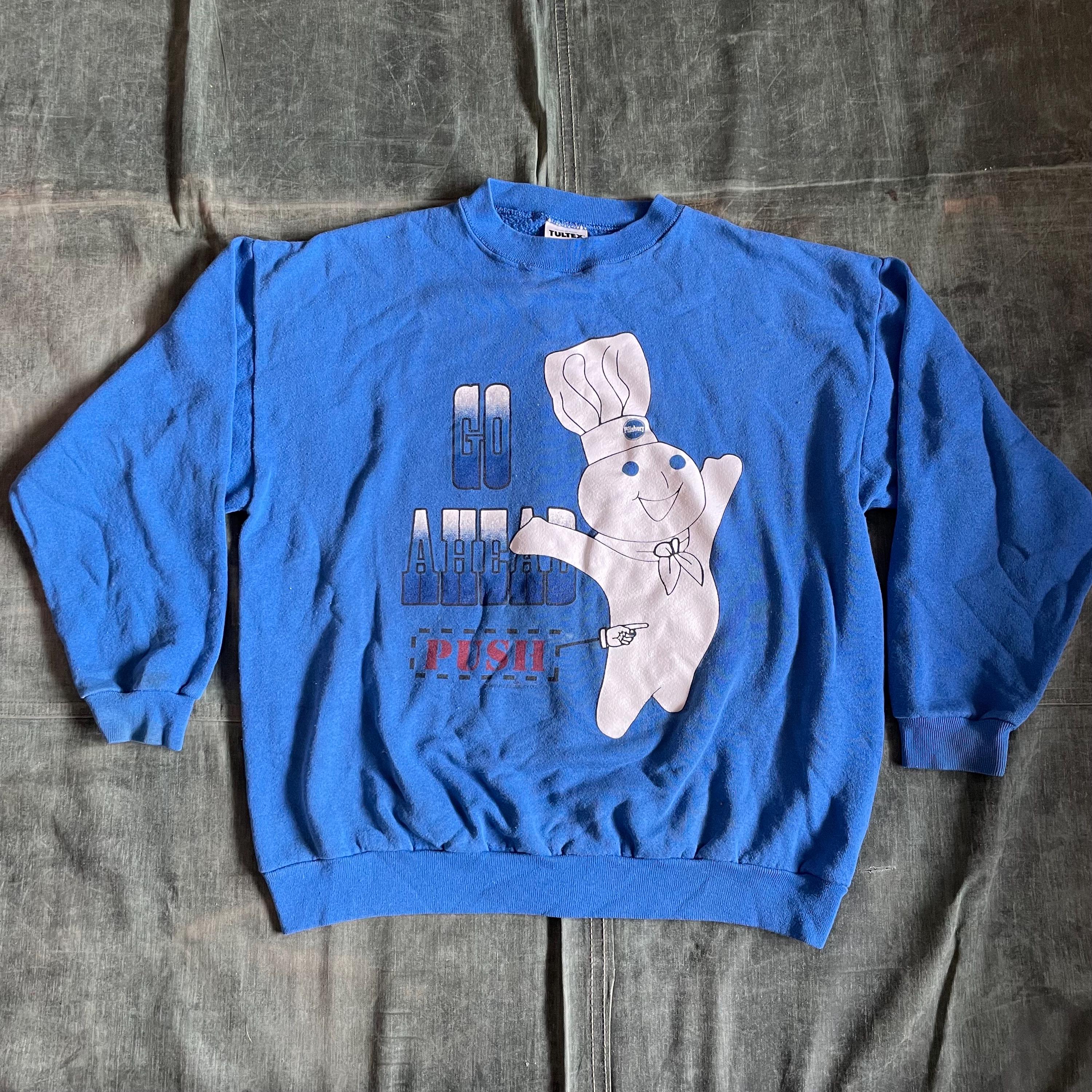 Vintage 90s Pillsbury Doughboy go Ahead and Push Sweatshirt Drop Shoulders Baking Bakery Cotton Poly Blend Advertising Pop Culture Etsy UK