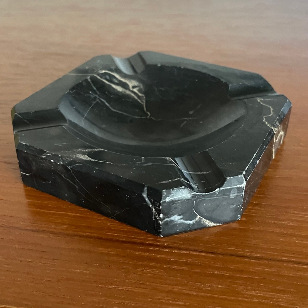 Vintage Black Onyx Marble Cigar Ashtray or Key/coin Bowl Vintage ...