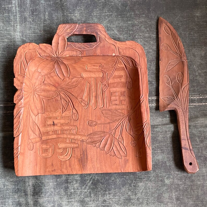 Vintage Japanese Hand Carved Table Crumber Set Crumb Sweeper Etsy