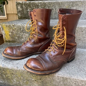 KILLER vintage Corcoran Jump Boots Brown Leather Military Paratrooper WWII style Motorcycle Workwear USA Taille 10.5 D hommes Etsy France