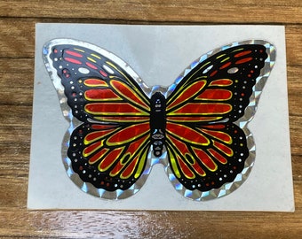 Vintage 80’s Prismatic Butterfly Sticker  - 4 inch width. 1980’s Nostalgia Sticker Book, Entomology, Lepidopterist- Garden