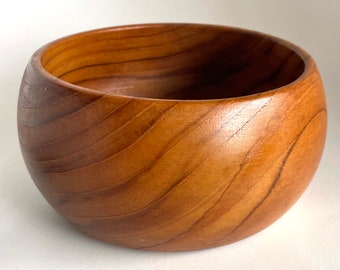 Vintage Lathe Turned Teak  Bowl- Japanese Tsumugi Style, Minimalist, Danish Modern, woodworking, naturalist, wood turning, Hygge