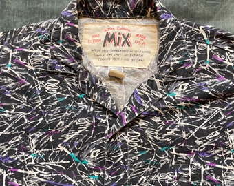 Rad 1990's Oversize Splatter Paint Style Aloha Shirt, Short