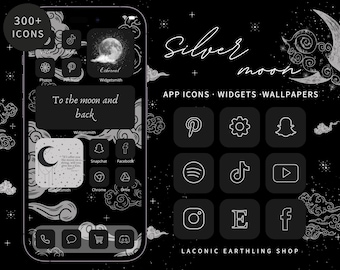 Silver Moon Aesthetic iOS 18 and Android App Icons Pack | Lunar, Celestial, Elegant Icons, Widgets & Phone Covers | LaconicEarthlingShop
