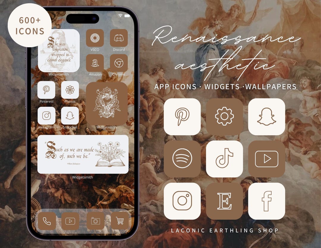 Grey Renaissance App Renaissance App Icons for Ios & Android: Vintage iPhone Home Screen ...