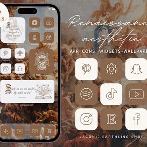 Renaissance Aesthetic iOS 18 and Android App Icons Pack | Vintage, Artistic Icons, Classic, Widgets & Phone Covers | LaconicEarthlingShop
