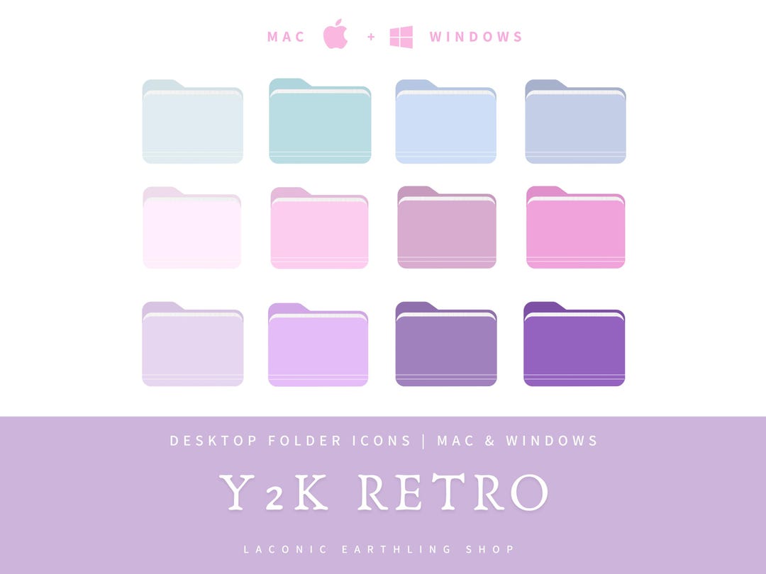 Retro Folder Script Icon Y2K Retro Folder Icons | Mac & Windows Desktop (digital Download) - Etsy