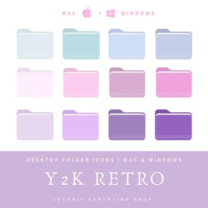 Y2K Retro Desktop Icons Set | Icons and Desk Organizer | Aesthetic Folder Icons for Windows & Mac Bundle Pack