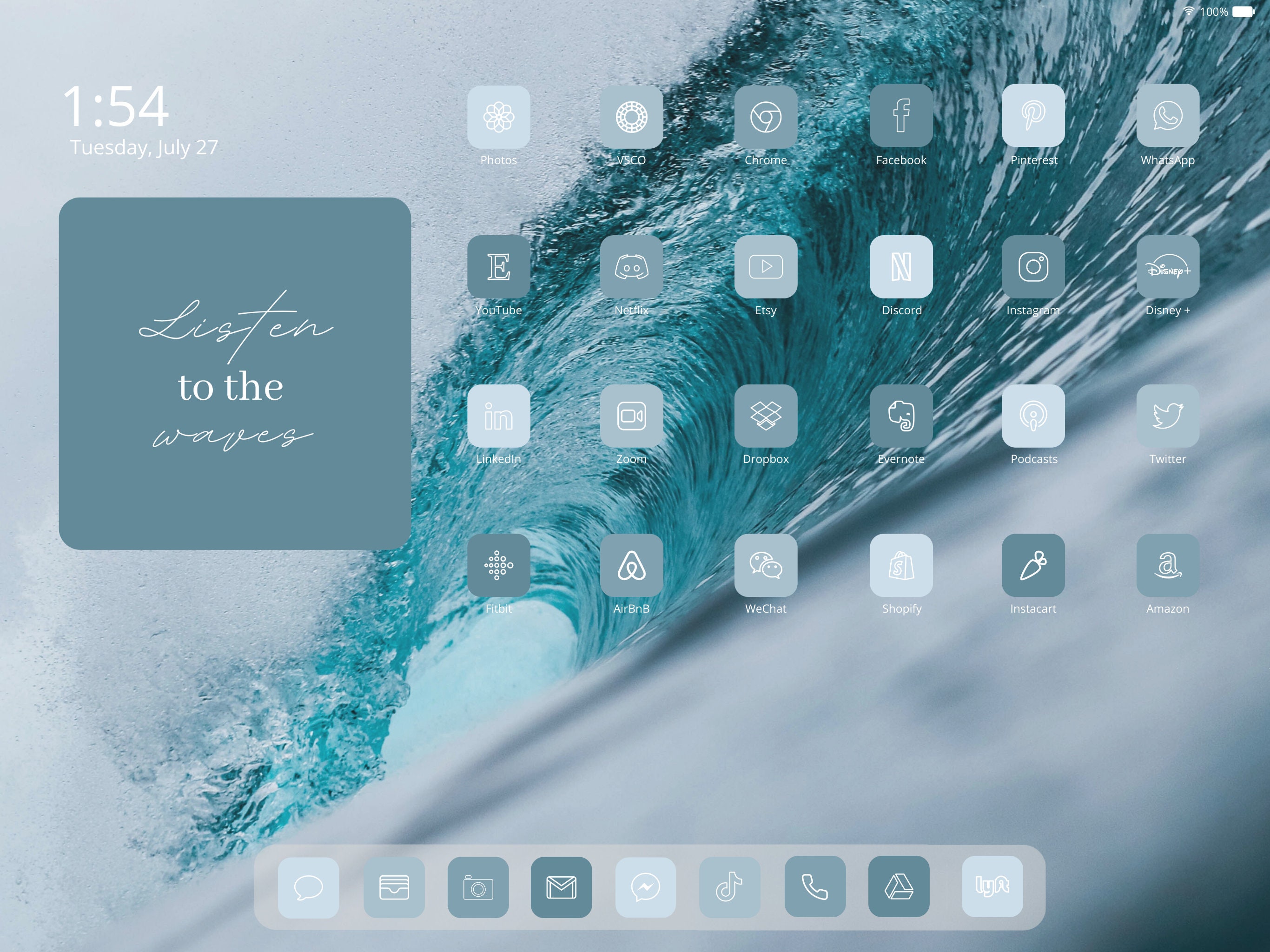 IPad iOS 14 Blue Aesthetic App Icons Pack Etsy