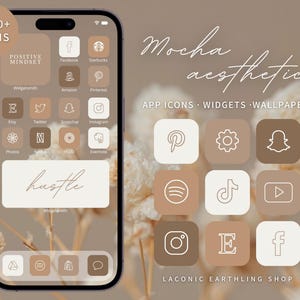 Mocha Aesthetic iOS 18 and Android 1200 App Icons Pack | Warm, Rich Mocha Icons, Widgets, Phone Covers & More | LaconicEarthlingShop