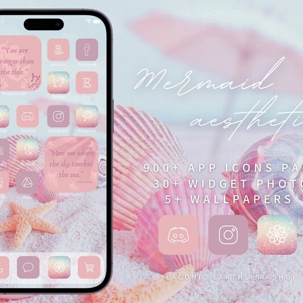 iOS 17 & Android Mermaid Aesthetic 900 App Icons Pack | LaconicEarthlingShop