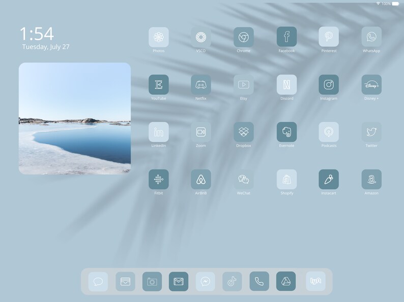 IPad iOS 14 Blue Aesthetic App Icons Pack Etsy