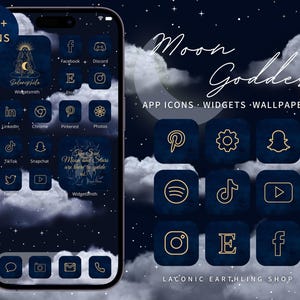 Moon Goddess iOS 18 and Android 300 App Icons Pack | Lunar, Mystic, Celestial Icons, Widgets, Phone Covers & Gifts | LaconicEarthlingShop