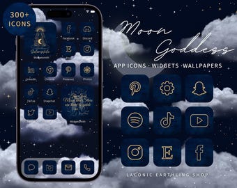 Moon Goddess iPhone App Icons Packs – Celestial Theme, Mystical Stars, Astrology