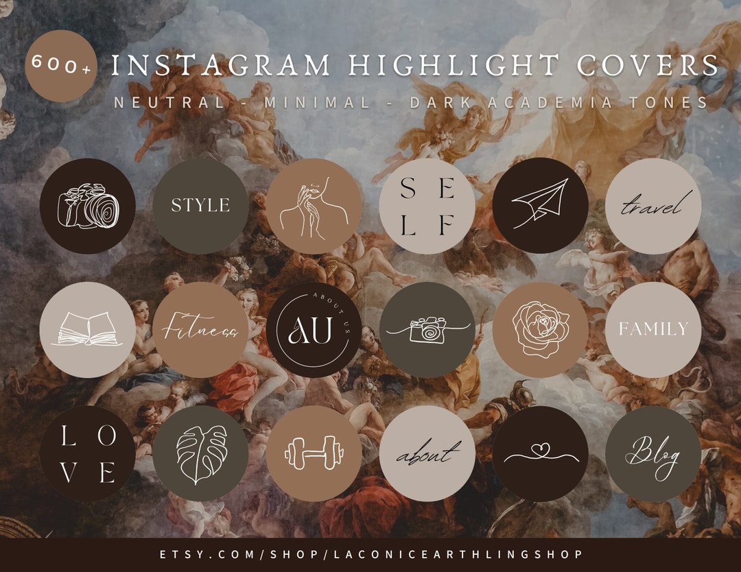 600 Dark Academia Instagram Highlight Covers Neutral Story Instagram Highlights Esthetician IG