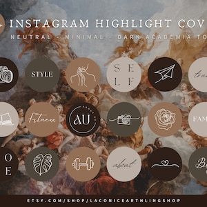 600+ Dark Academia Instagram Highlight Covers | Neutral, Vintage, Bookstagram & Esthetician IG Highlights Pack | Aesthetic Story Icons