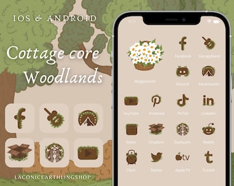Cottagecore Woodlands App Icons, Hand Drawn iPhone Theme for iPhone 18 iOS 27, Android & iPad, Forest Aesthetic Home Screen, Icon Pack