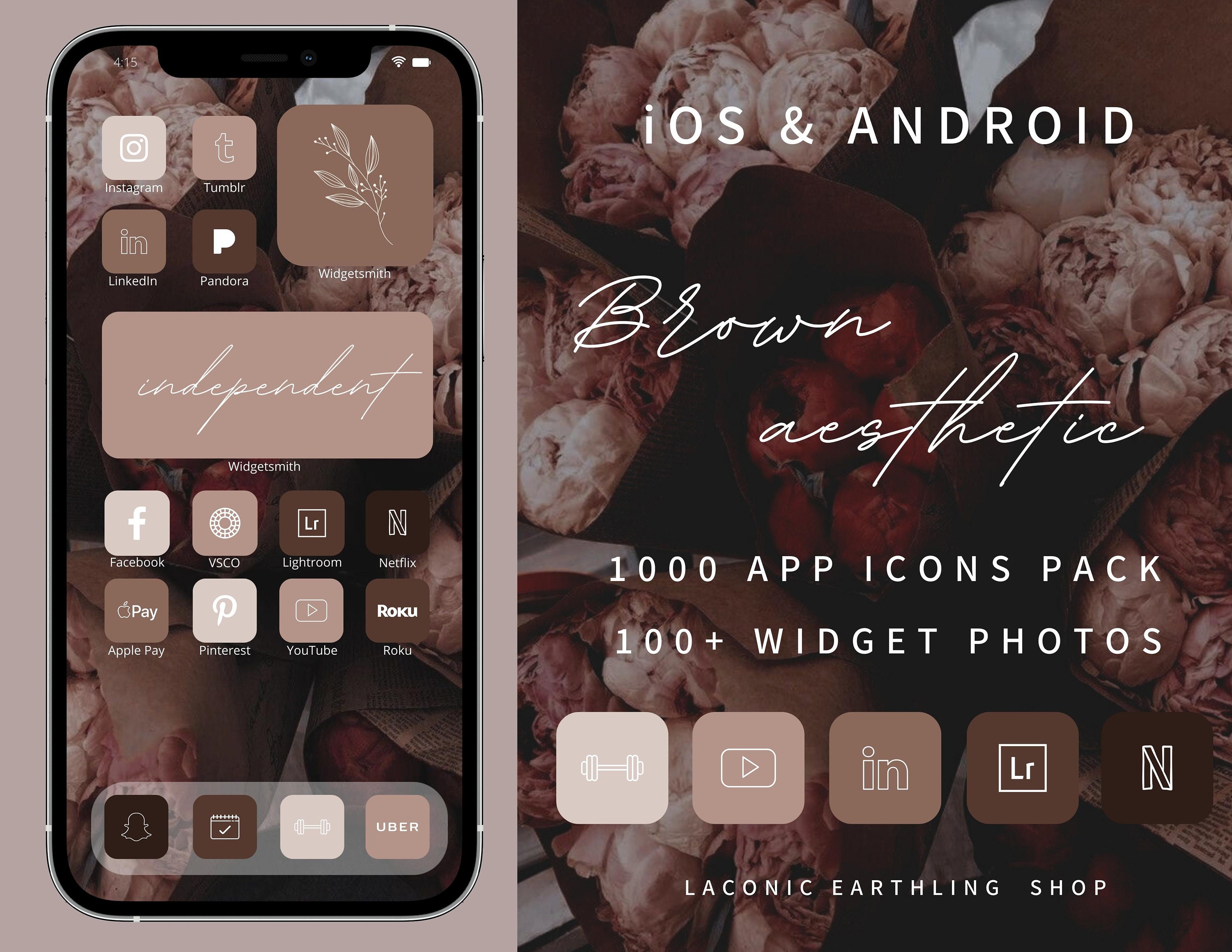 1.000 Rose Gold App Icon Covers Pack for Ios Home Screen 