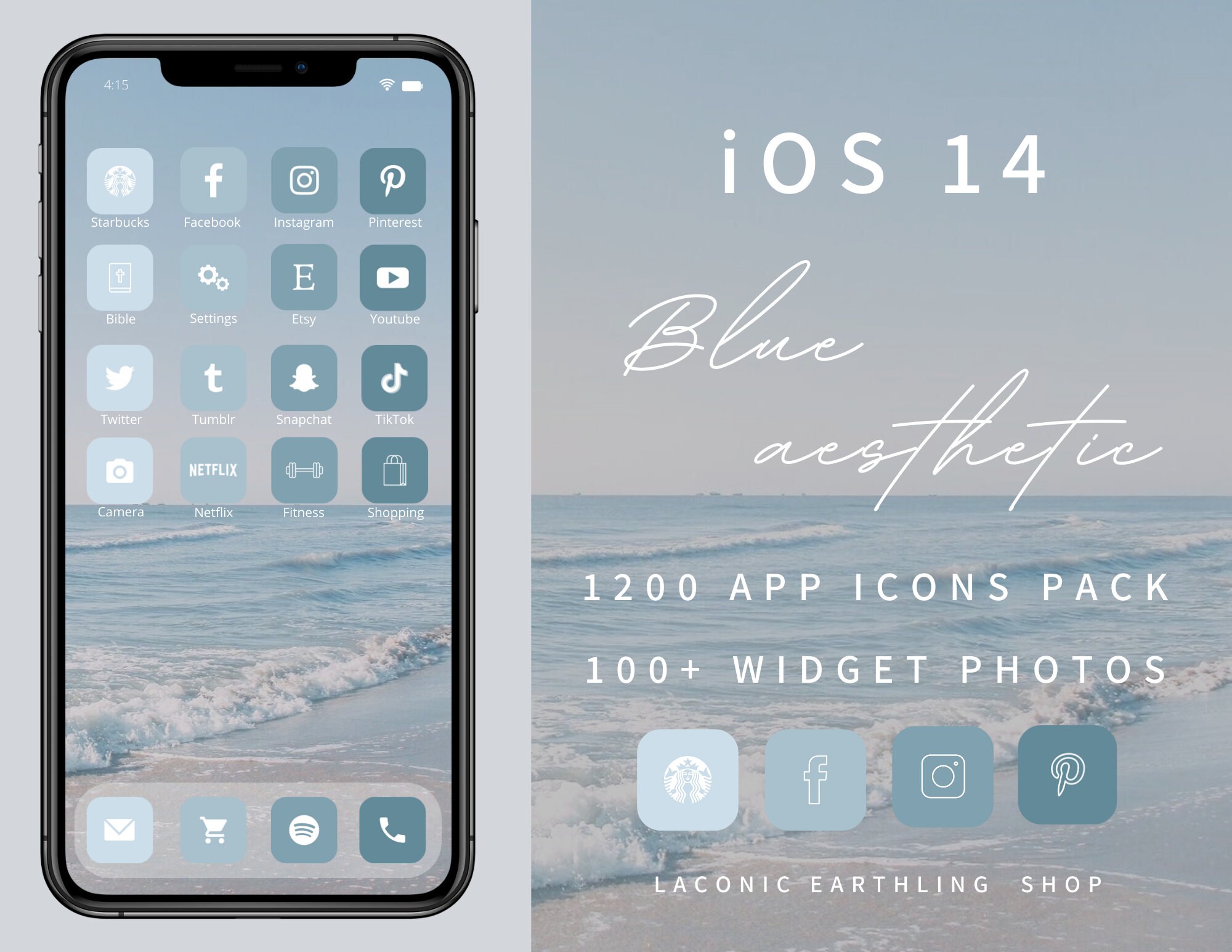 IOS 14 Blue Aesthetic 1200 App Icons Pack Etsy