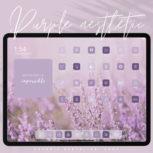 Ipad Ios 16 Purple Aesthetic App Icons Pack Etsy