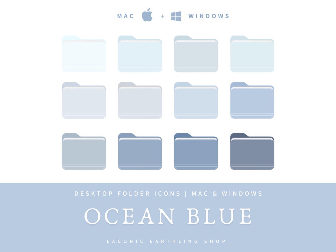 Ocean Blue Desktop Icons Set | Icons and Desk Organizer | Aesthetic ...