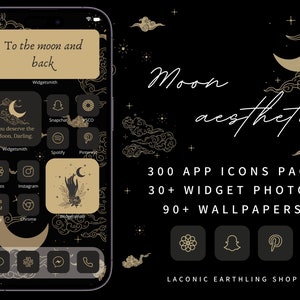 iOS 17 & Android Moon Aesthetic 300 App Icons Pack | LaconicEarthlingShop