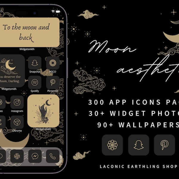 iOS 17 & Android Moon Aesthetic 300 App Icons Pack | LaconicEarthlingShop